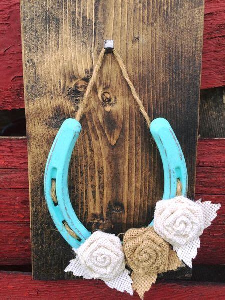 burlap flower lucky horseshoe turquoise horseshoe decor horseshoe