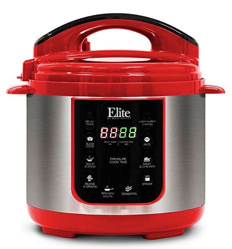 elite platinum epc  maxi matic  quart electric pressure cooker red stainless steel