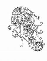 Adults Mandala Mandalas Quallen Jellyfish Zentangle sketch template