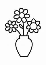 Vase Coloring Flower Pages Flowers Colorear sketch template