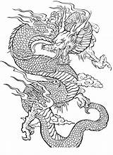 Drachen Chinesische Drache Chinesischer Ausmalen Asiatischer Malvo Japanische Frische sketch template
