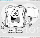 Toast Cartoon Jam Mascot Holding Sign Happy Outlined Coloring Clipart Vector Illustration Transparent Thoman Cory Background Regarding Notes Quick sketch template