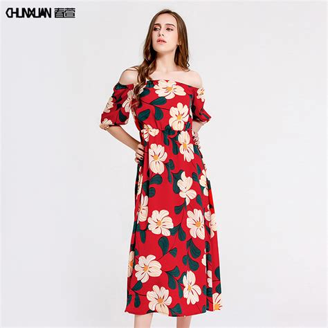 Fashion Trend Women Sexy Off Shoulder Floral Printed Maxi Dress Buy