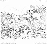 Coloring Blowing Wolf Down House Stick Clipart Outline Illustration Pig Royalty Bannykh Alex Rf Pigs Regarding Notes sketch template