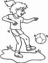 Coloring Pages Soccer Colouring Girl Football Playing Kids Printable Book Getcolorings Color Sports sketch template