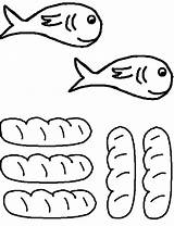 Loaves Coloring Pages Fish Fishes Printable School Sunday Bible Kids Crafts Preschool Activities Children Church Jesus 5000 Feeds Wecoloringpage Color sketch template