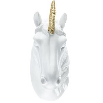 white unicorn  gold glitter horn wall decor