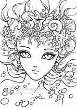 Coloring Pages August Stress Anti Visit Inked Princess Sea Colouring Stamps Wiuff Mitzi Sato Detailed Friday Adult Mermaid sketch template