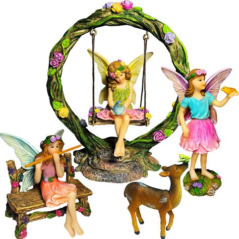 6 pcs fairy garden kit miniature figurines accessories swing set home