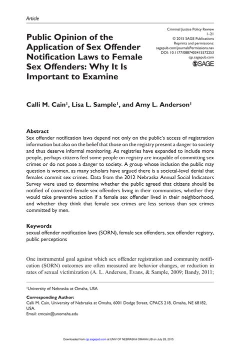 pdf public opinion of the application of sex offender notification