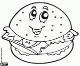 Hamburger Coloring Printable Pages Color Smiling Print Gif sketch template