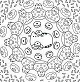 Pusheen Coloring Pages Cat Kawaii Donut Printable Donuts Unicorn Book Print Pattern Nyan Color Rocks Sheets Desert Colouring Info Online sketch template