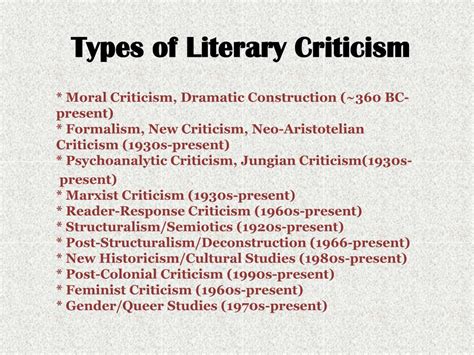 types  literary criticism powerpoint