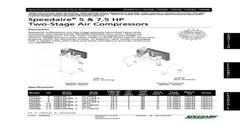 speedaire   hp  stage air compressors speedaire   hp  stage air compressors