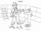 Plumber Colouring Kids Pages Occupation Activities sketch template