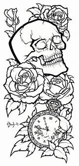 Skull Tattoo Tattoos Lineart Deviantart Designs Drawing Outline Coloring Pages Stencil Rose Sugar Drawings Stencils Skulls Cool Sleeve Color Dead sketch template