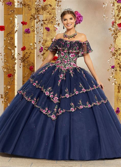Floral Embroidery Flounced Quinceanera Dress By Mori Lee