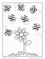 Bees Bee Busy Coloring Pages Preschool Worksheet Color Education Colouring Counting Flower Worksheets Kids Choose Board sketch template