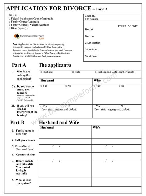 divorce form template sample divorce forms