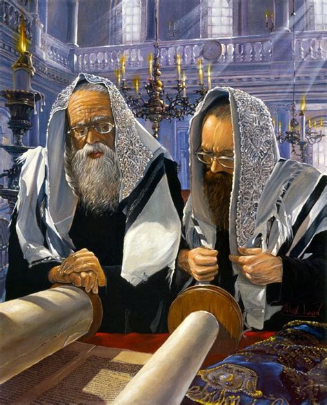 torah reading painting  alex levin jewish art judaica art torah