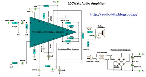 audio kit circuits  watt audio amplifier