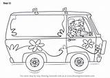 Scooby Doo Mystery Machine Draw Drawing Step Tutorials Cartoon Drawingtutorials101 sketch template