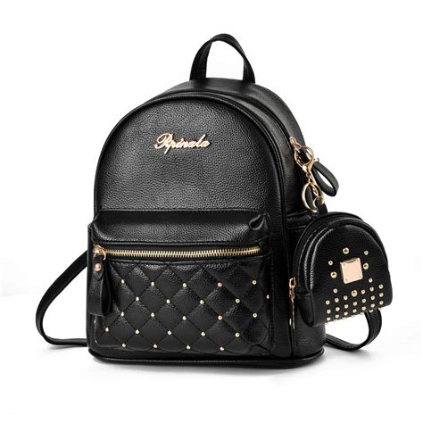 cute small backpack mini purse casual daypacks leather  teen  women black buy