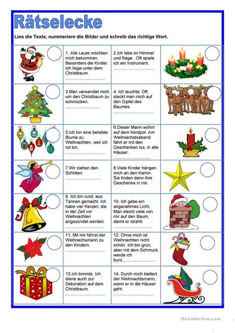 raetselecke weihnachten deutsche weihnachten vorschule