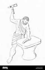 Hephaestus Drawing Vulcan God Roman Greek Line Fire Alamy sketch template