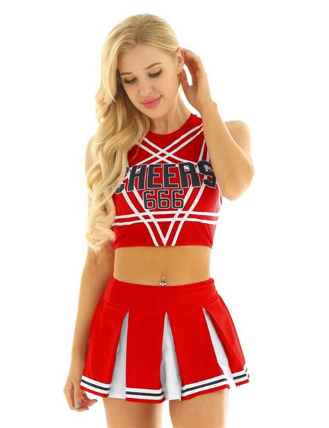 women s cheerleader costume sexy cheer cosplay fancy dress crop top
