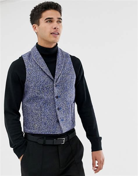 asos slim suit vest  blue flecked wool blend asos