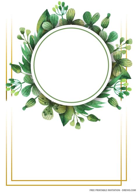 printable  greenery wedding invitation templates drevio