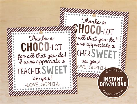 appreciation candy tag teacher appreciation candy tag kit features