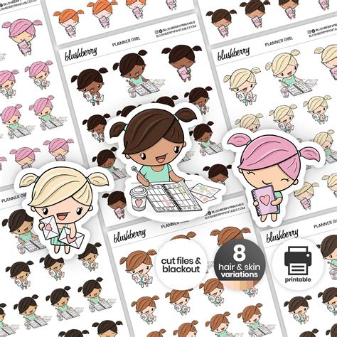 functional dolls printable stickers planner girl stickers etsy uk
