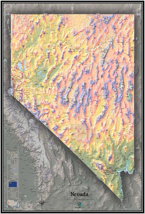 nevada physical wall map by outlook maps mapsales