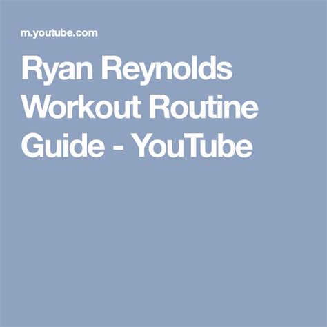 Ryan Reynolds Workout Routine Guide Youtube With Images
