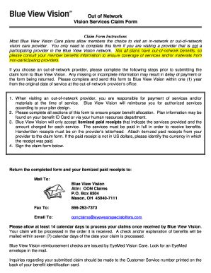 vision blue eyemed   network claim form fill  sign printable