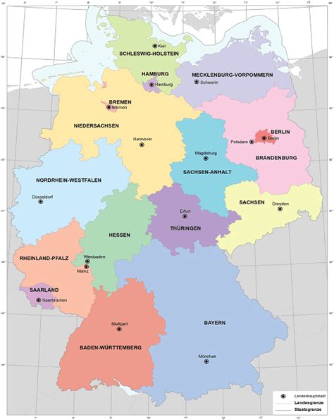 Bundesländer Deutschland Karte Hauptstädte Landkreise