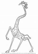 Madagascar Giraffe Melman Draw Drawing Cartoon Step Drawingtutorials101 Tutorial Getdrawings sketch template