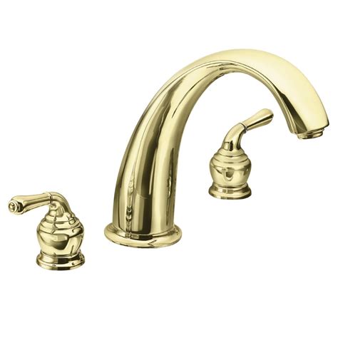 shop moen monticello polished brass  handle adjustable deck mount bathtub faucet  lowescom