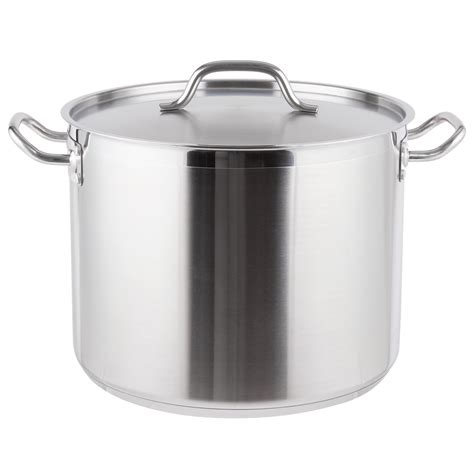 qt stock pot stainless steel heavy duty pot  lid
