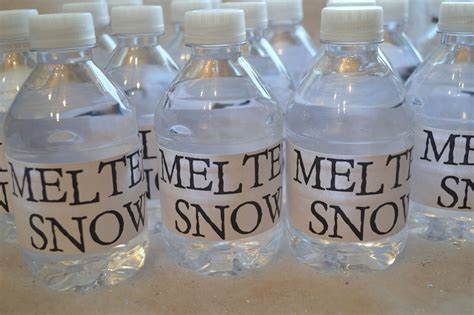 melted snow printable water bottle labels snow party winter party