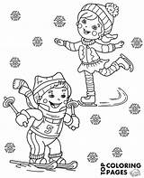 Winter Coloring Sports Children Pages Print sketch template