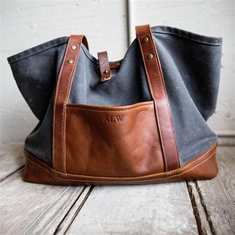 market tote fine leather waxed canvas bag purse holtz leather