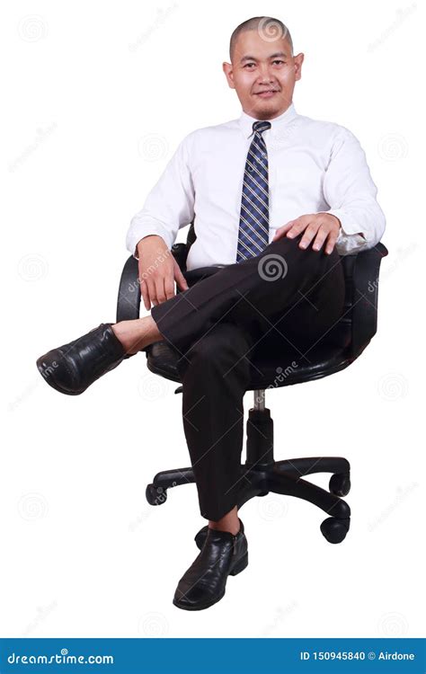 businessman sitting  chair isolated  white stock photo image
