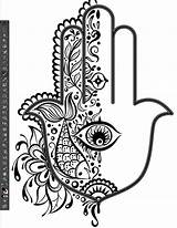 Hamsa Hand Fatima Tattoo Coloring Eye Pages Pattern Sketch Illustrator Drawing Shirt Flower Fish Dorita Designs Patterns Illustration Palm Pen sketch template