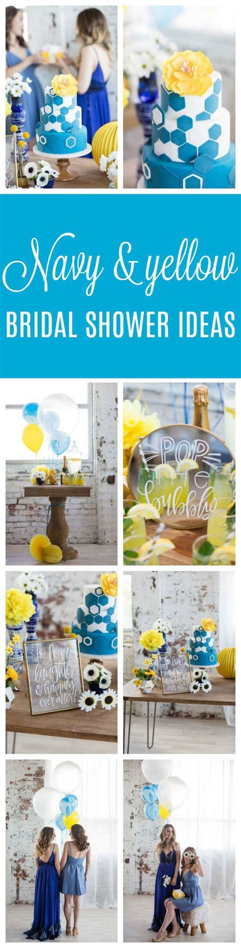modern navy and yellow bridal shower pretty my party
