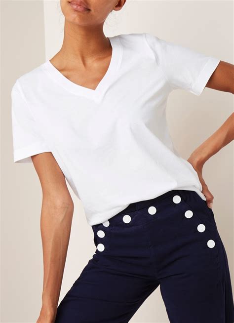selected femme standard  shirt van katoen met  hals wit de bijenkorf