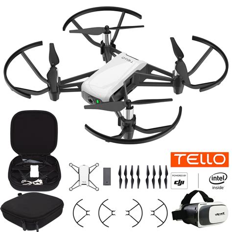 tello quadcopter drone  hd camera  vr powered  dji technology starter bundle  carry