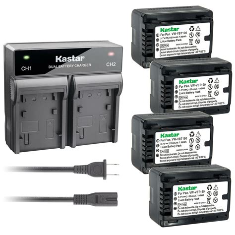 Kastar Battery Lcd Rapid Charger For Vwvbt190 Panasonic Hc W580 Hc